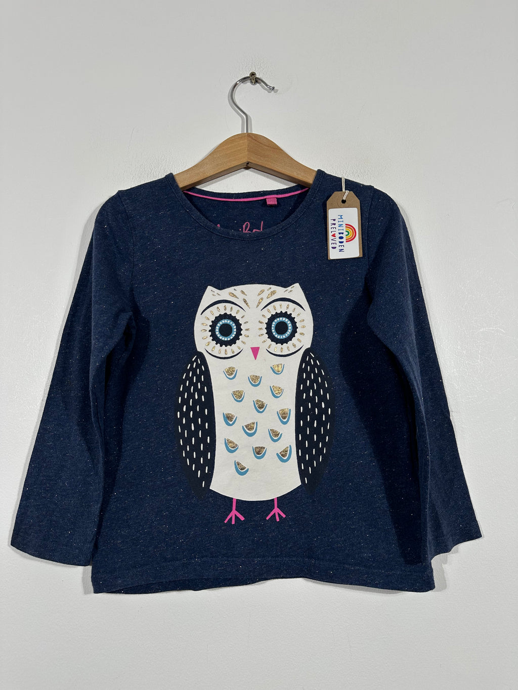 Navy Sparkly Owl Top (4-5 Years)