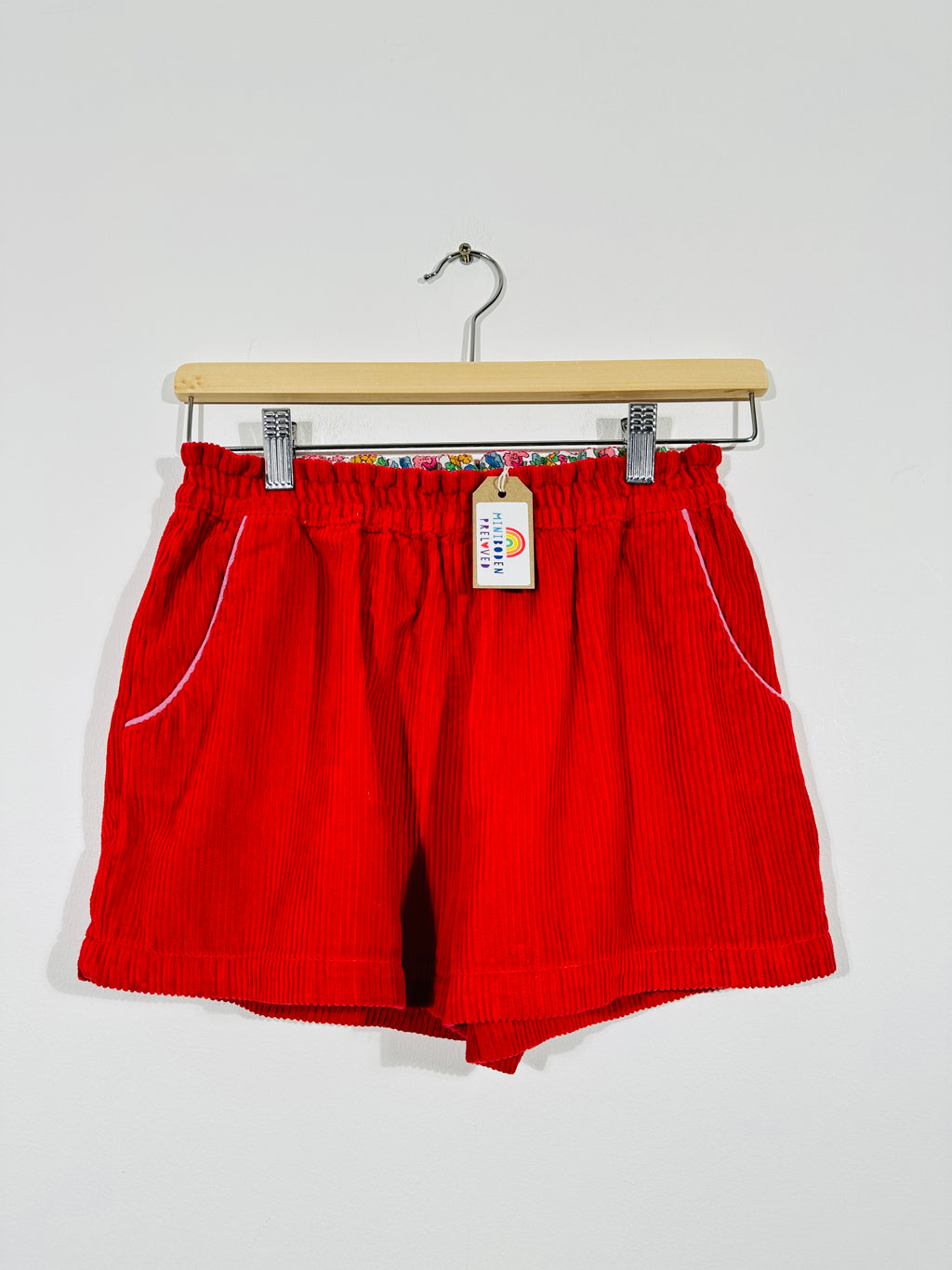 Fire Engine Red Thick Needlecord Shorts (12 Years)