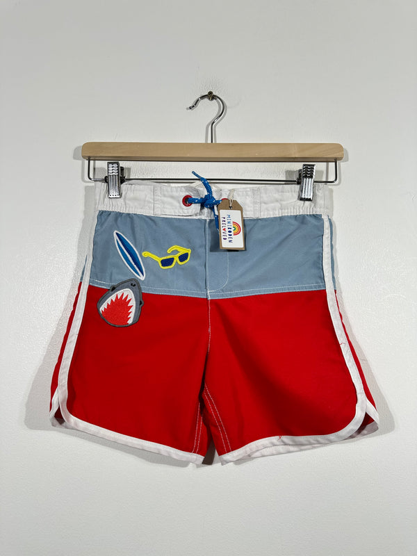 Fun Embroidered Shark Swim Shorts (7-8 Years)