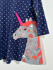 Navy Spotted Applique Unicorn Dress (3-4 Years)