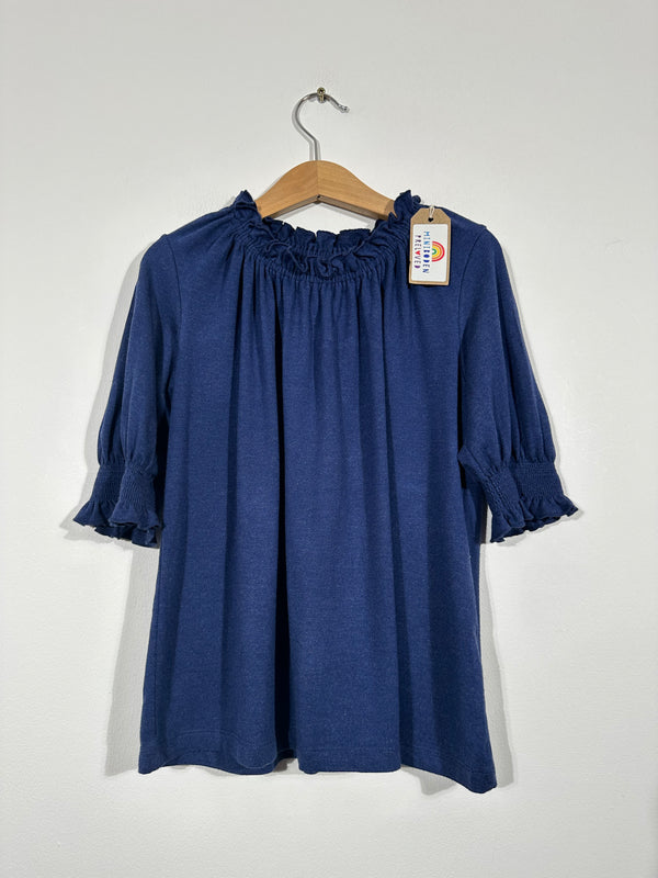 Frill Sleeved Soft Jersey Navy Top (6-7 Years)