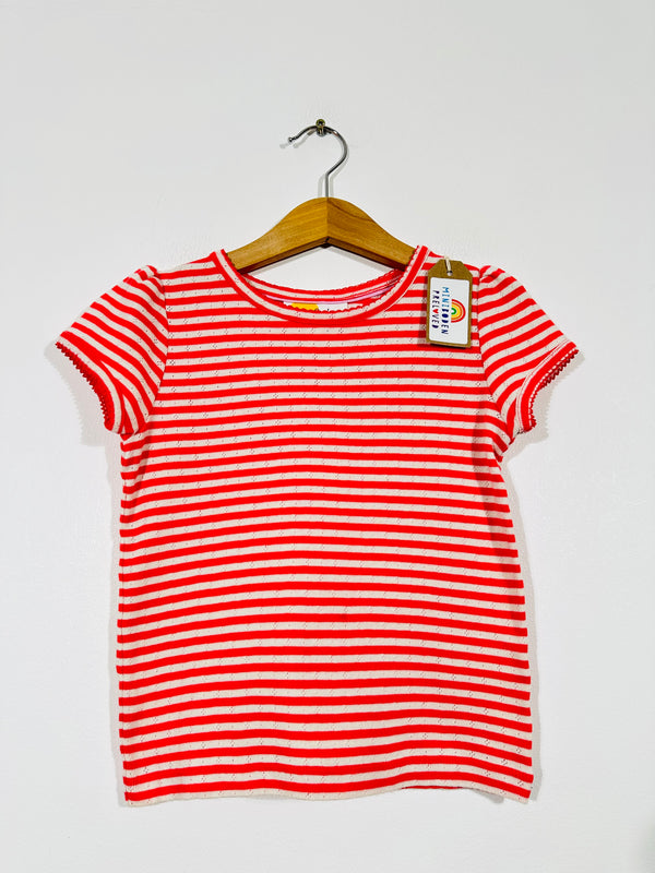Red & White Striped Pointelle Top (6-7 Years)