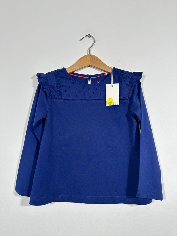 Brand New Navy Broderie Anglaise Blouse (3-4 Years)