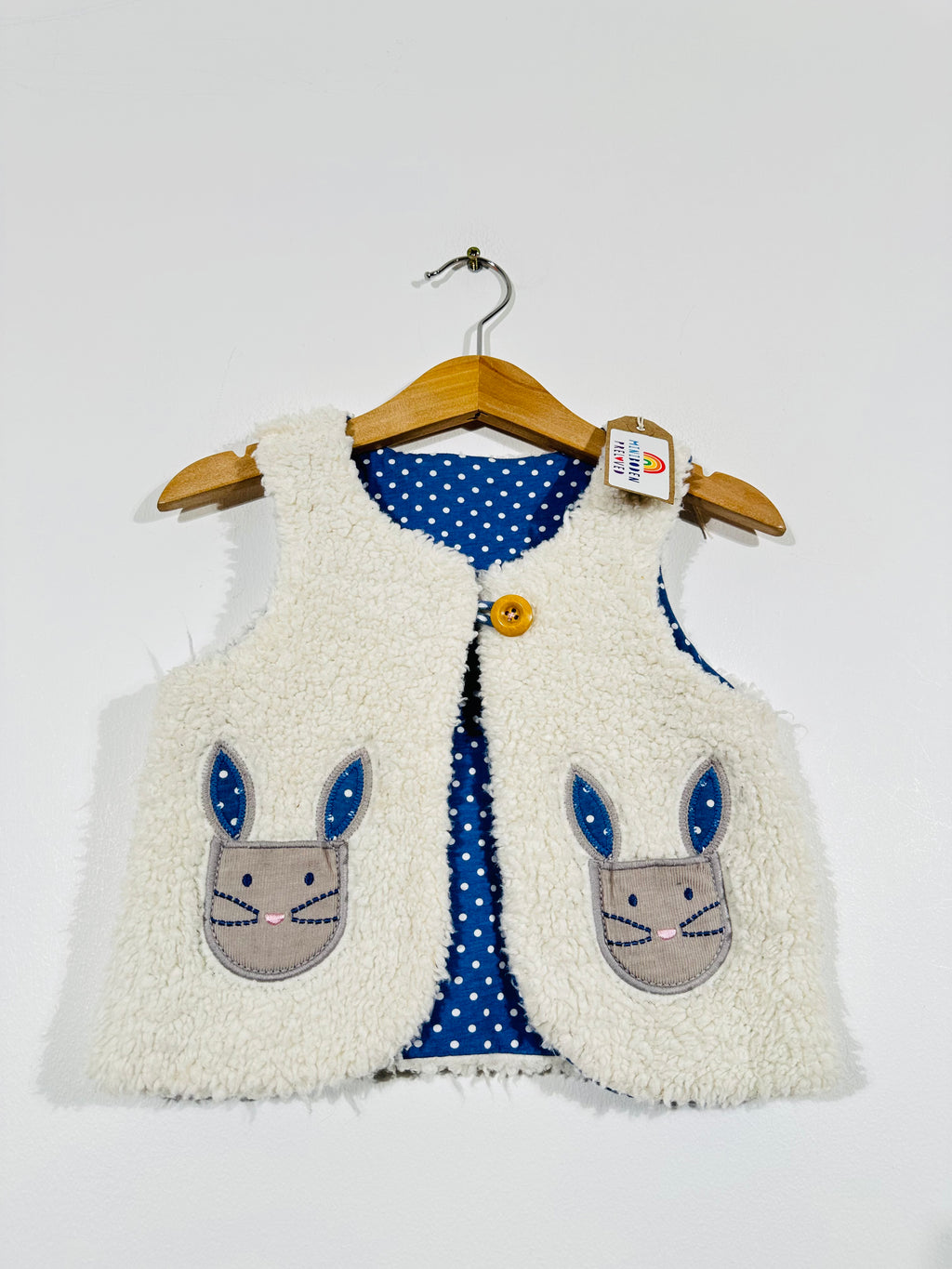 Soft Cream Fleece Gilet With Rabbit Pockets (12-18 Months)