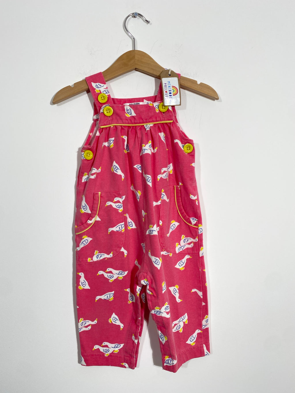 Pink Duck Print Jersey Dungarees (6-12 Months)