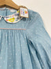 Beautiful Blue Polka Dot Floral Dress With Embroidered Chicks Collar (18-24 Months)