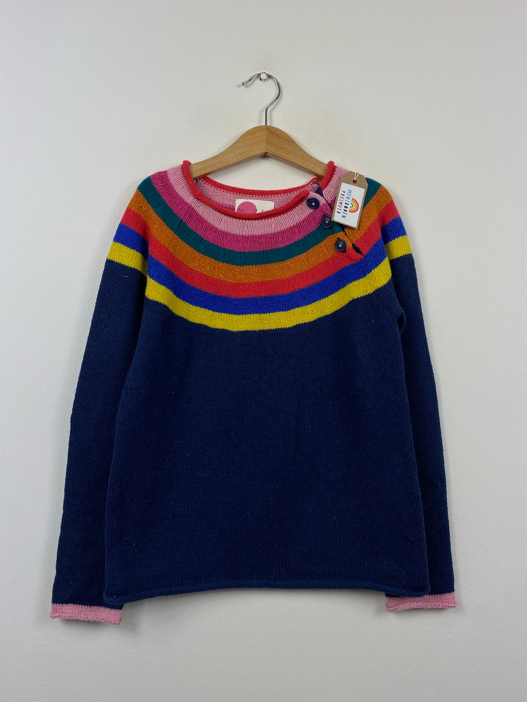 Chunky Rainbow Navy Knitted Jumper (8-9 Years)