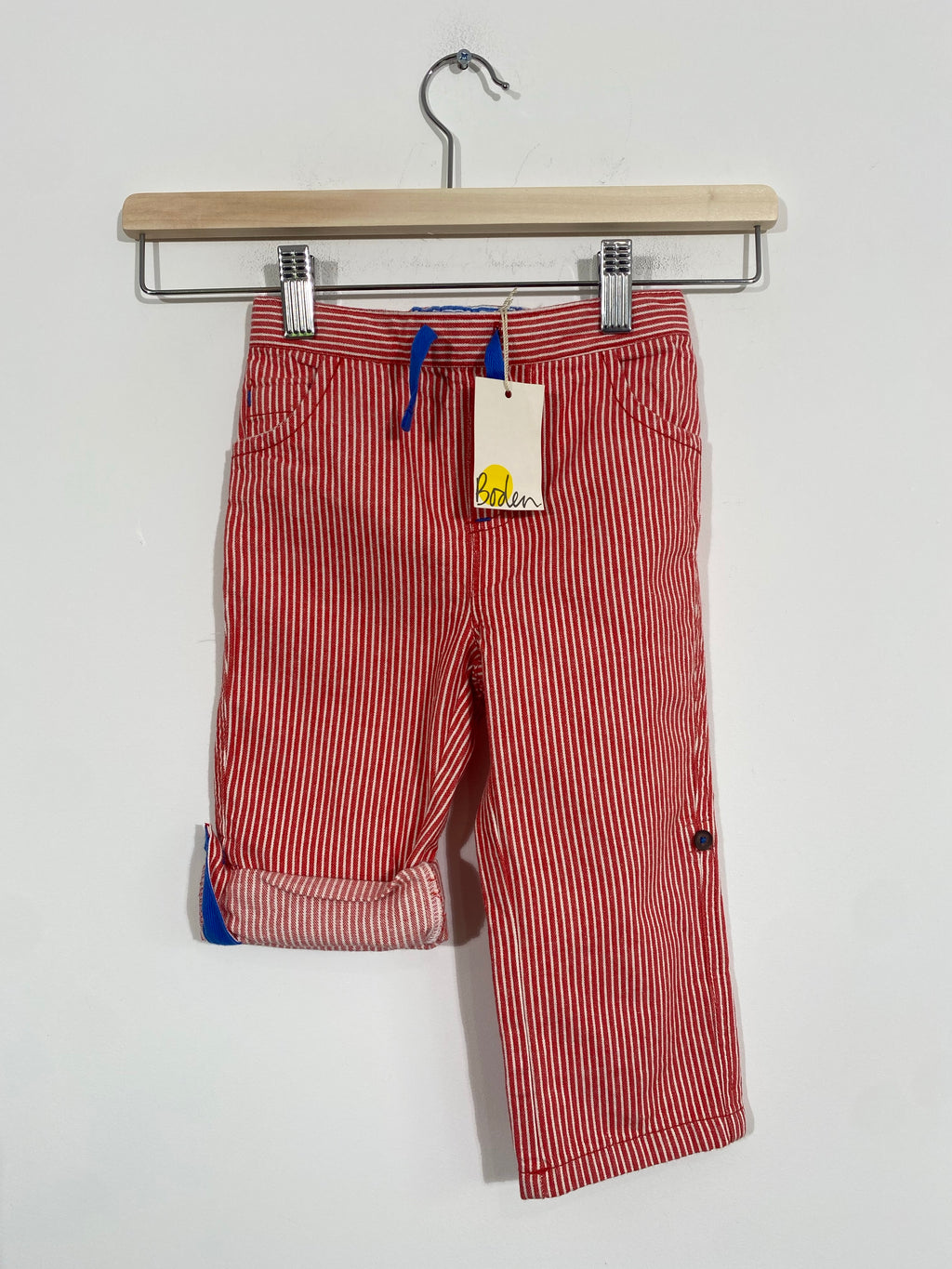 NEW Red Stripy Roll Up Summer Trousers (18-24 Months)