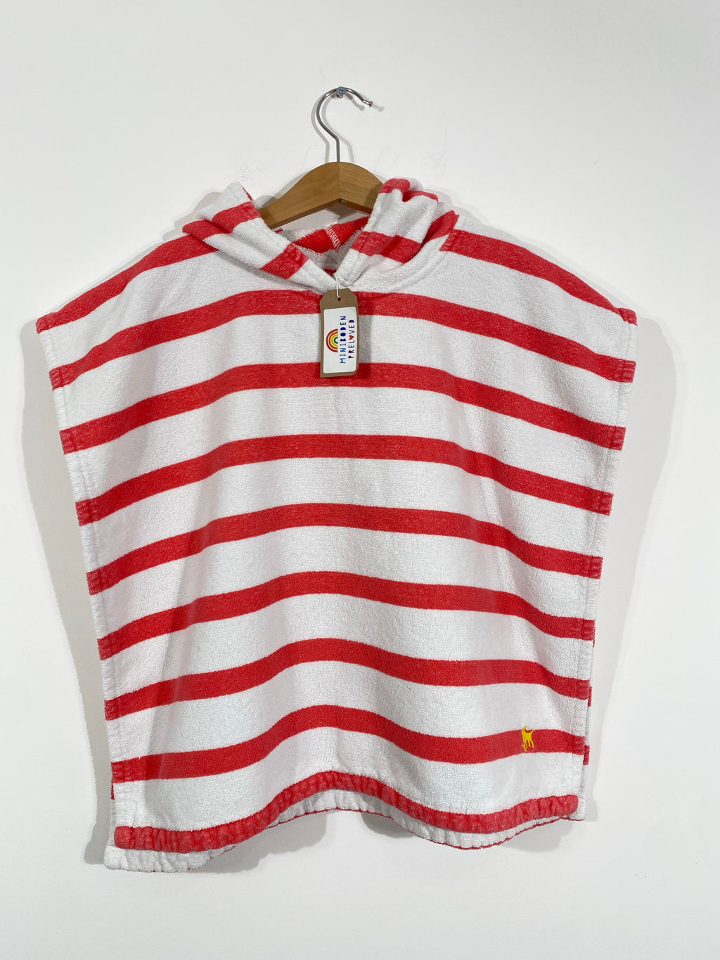 Red Stripy Towelling Poncho (2-5 Years)
