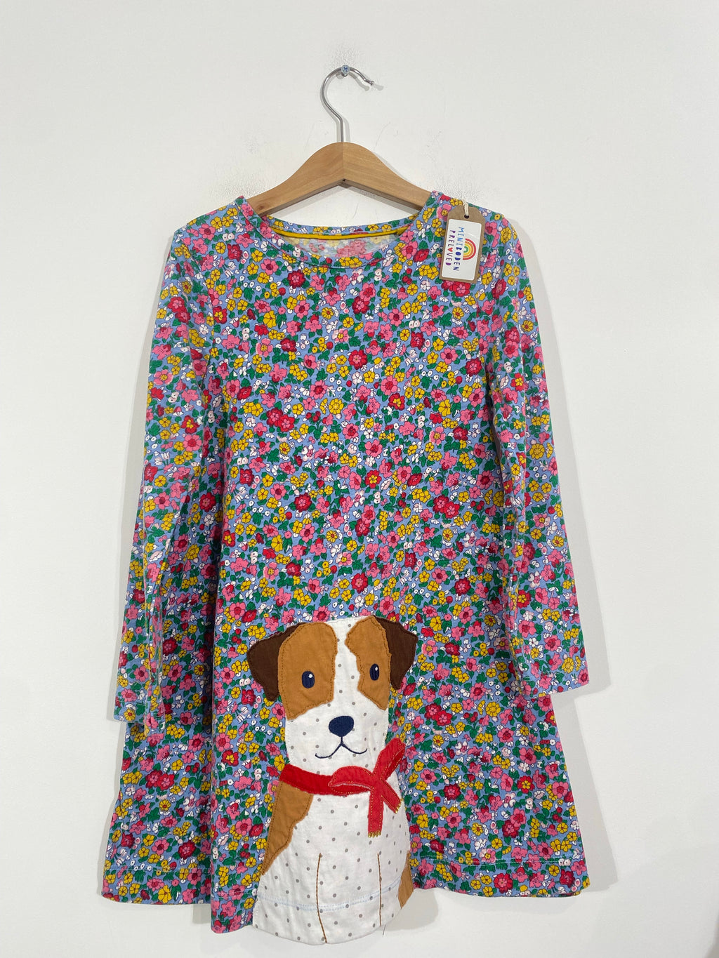 Lovely Applique Dog Floral Dress (6-7 Years)