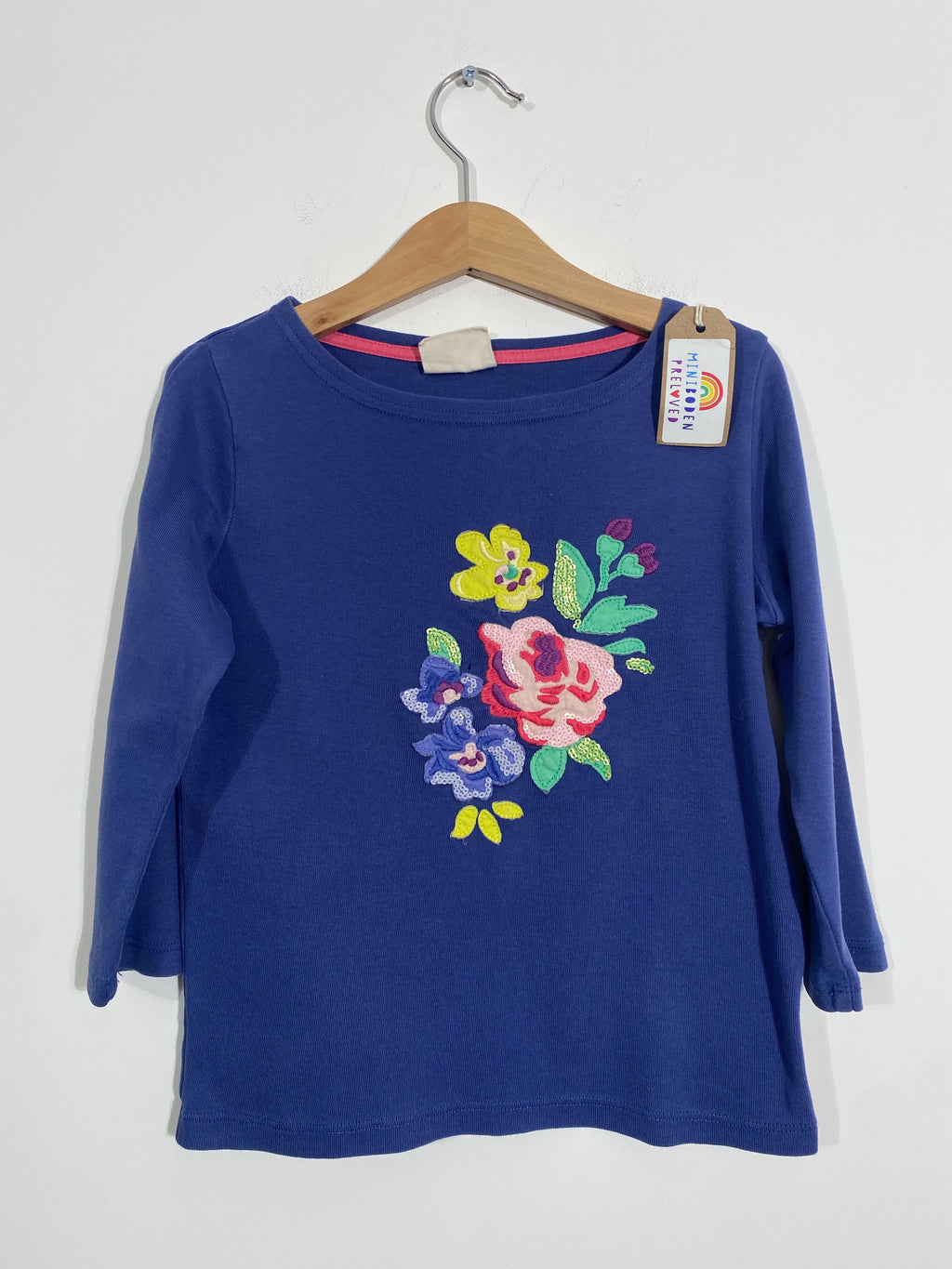 Pretty Blue Appliqué & Embroidered Flowers Top (6-7 Years)