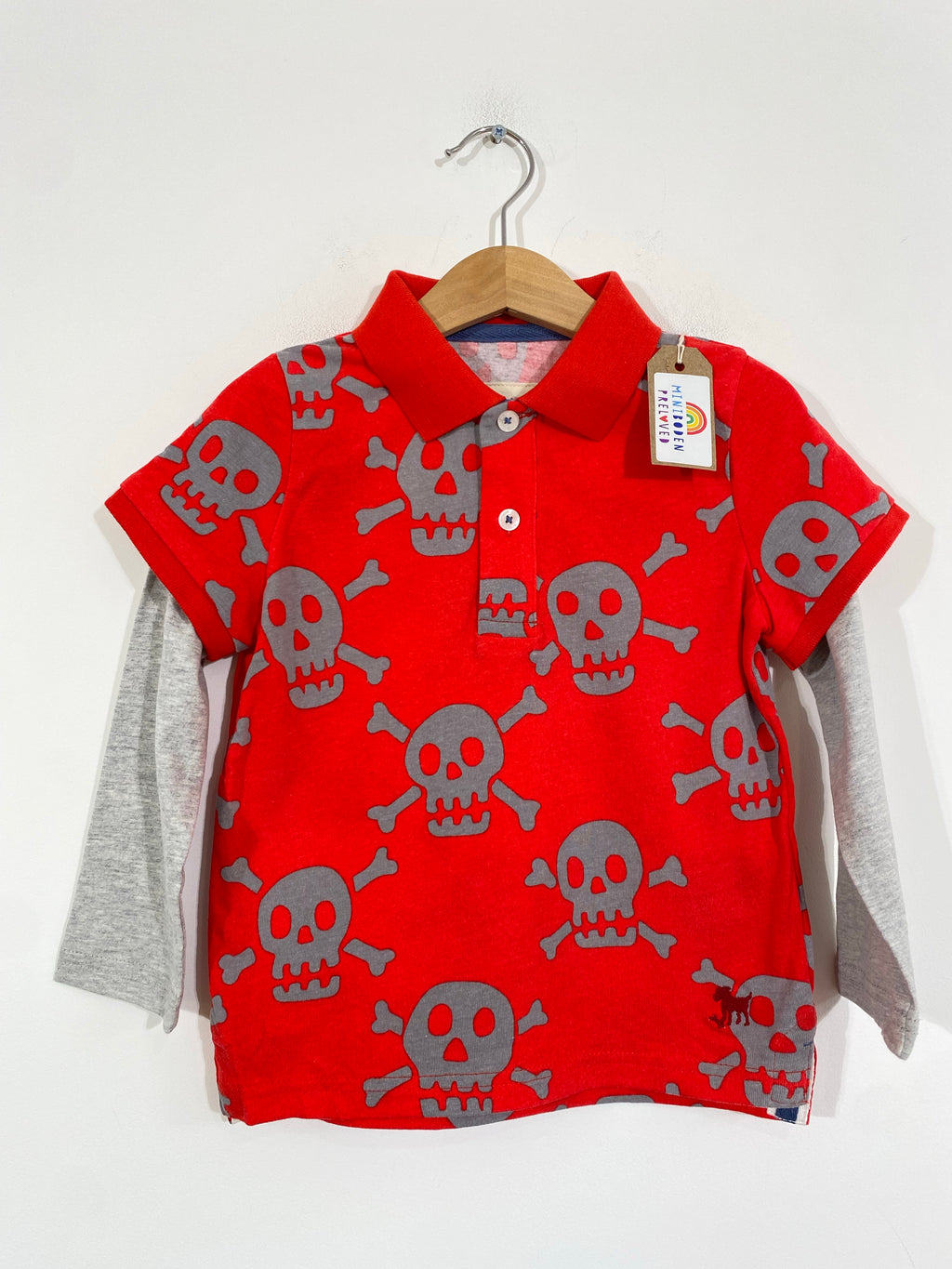 NEW Long Sleeved Skull Print Polo Top (2-3 Years)