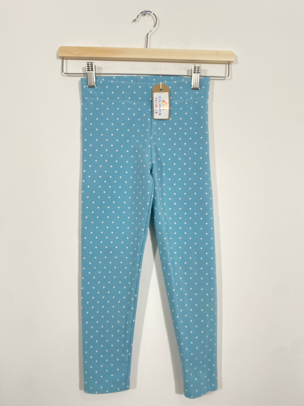 Spotty Duck Egg Blue thick & Cosy Leggings (6-7 Years)