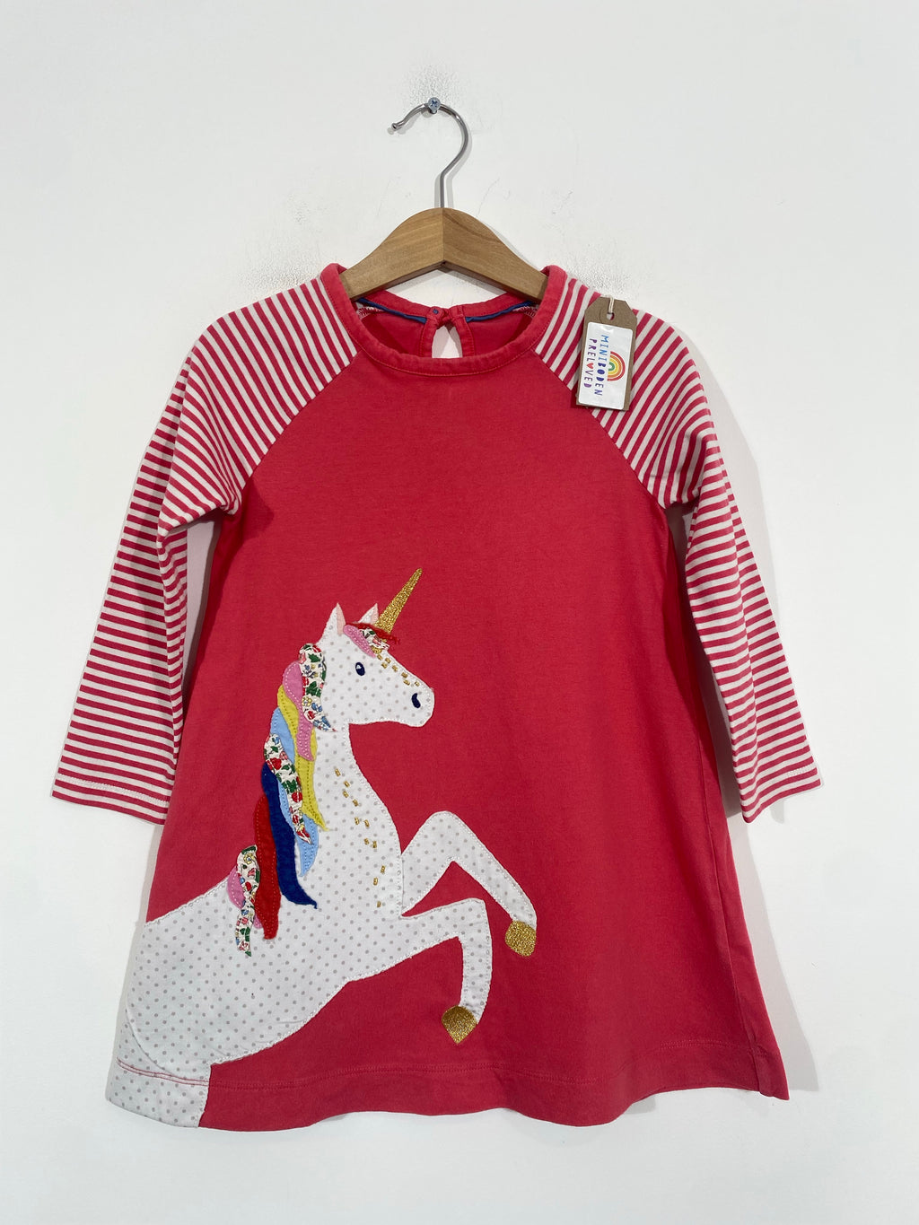 Vibrant Coral Applique Unicorn Dress (2-3 Years)