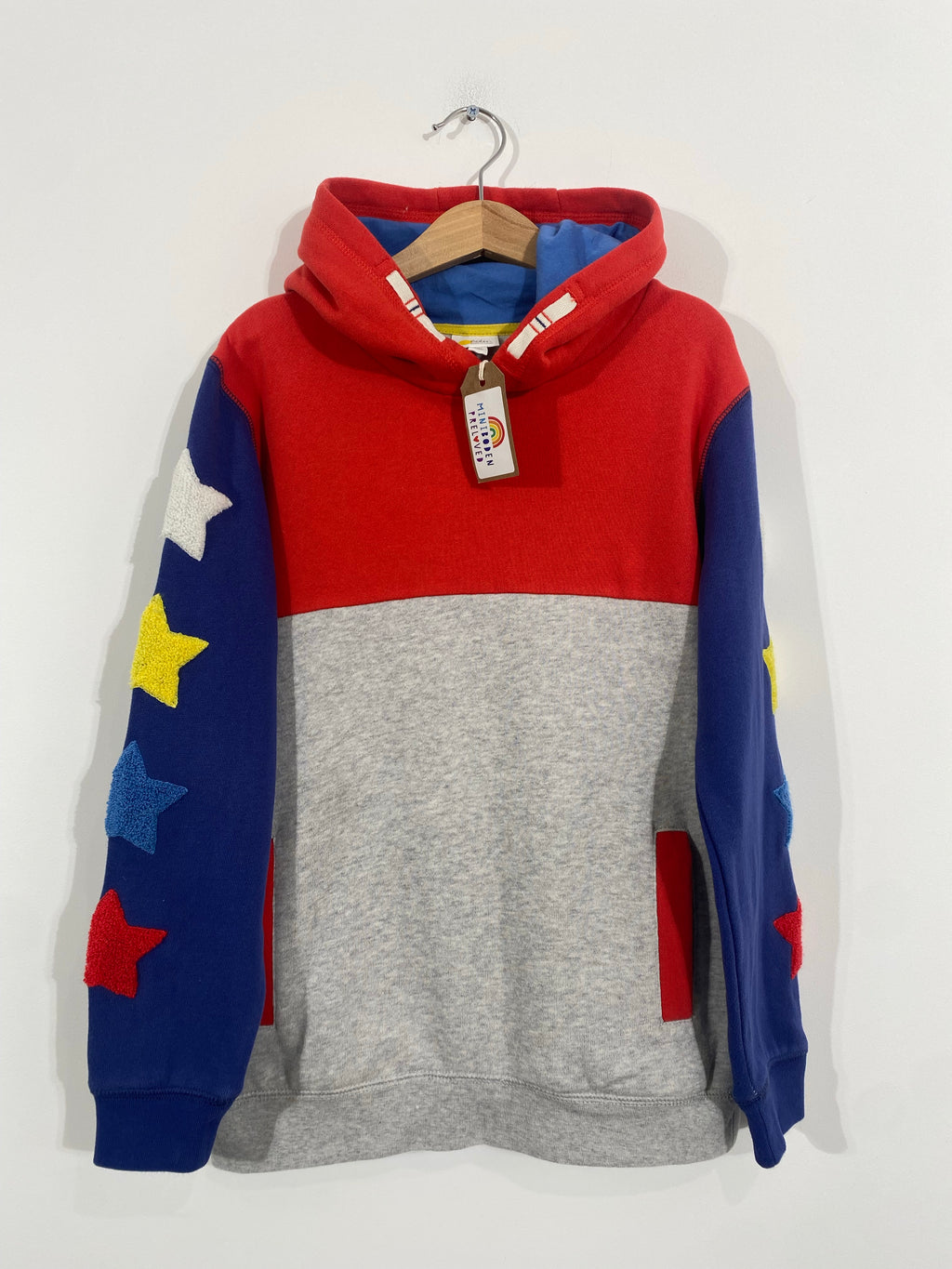 Grey Hoodie With Furry Star Pattern Arms (8-9 Years)