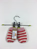 Knitted Red Stripy Knitted Crochet Rabbit Bobble Hat & Mittens (0-6 Months)