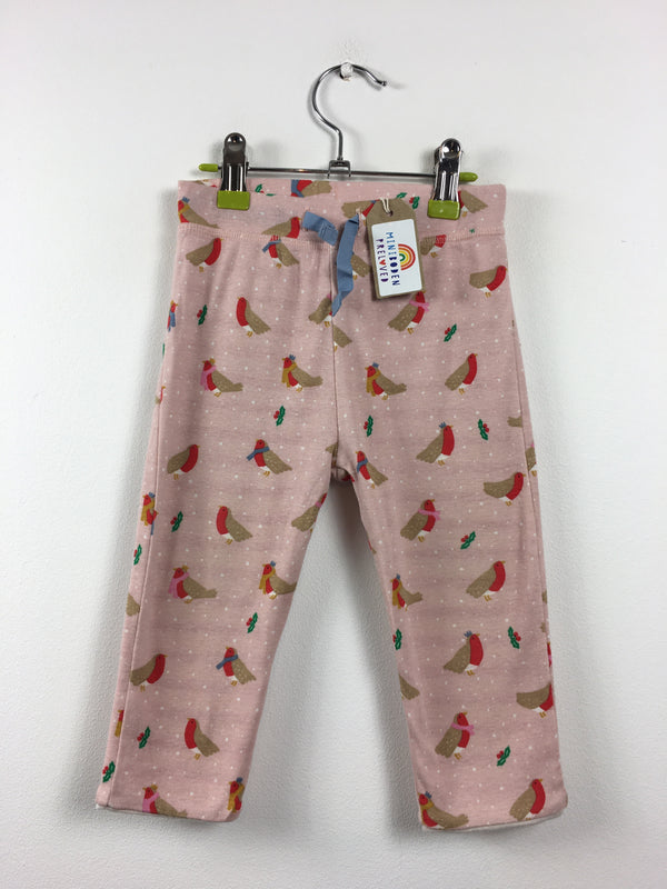 Pink Robin Print/Red Stripe Reversible Joggers (3-6 Months)
