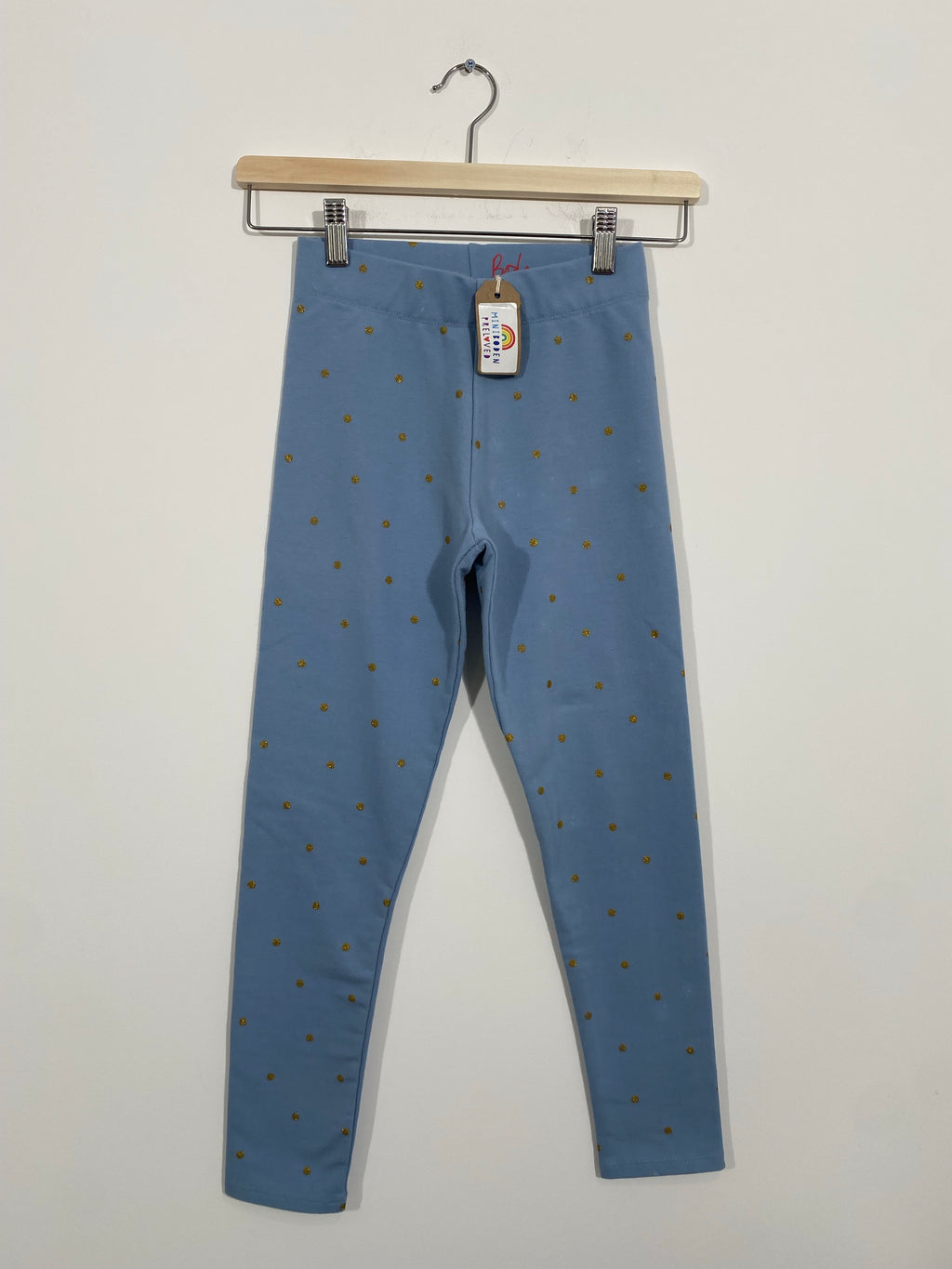 Pale Blue Thick & Cosy Leggings With Glitter Spots (8-9 Years)