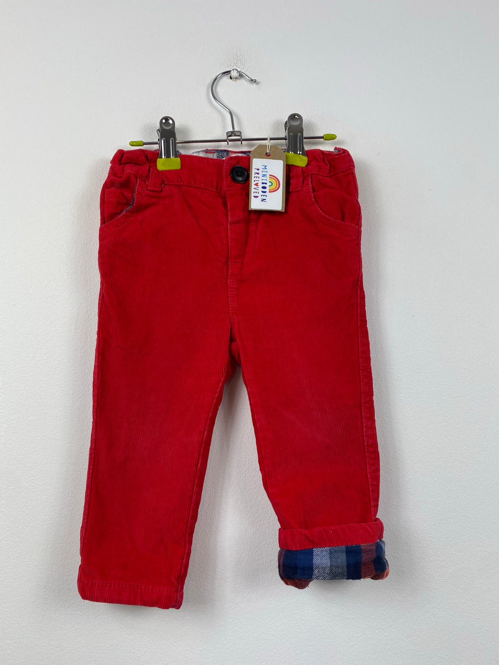 Bright Red Lined Cords (6-12 Months)