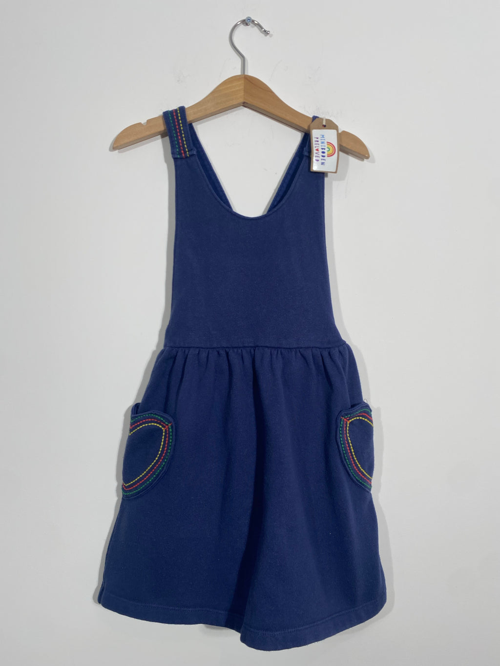 Blue Jumper Style Pinafore Dress With Heart Pockets (4-5 Years)