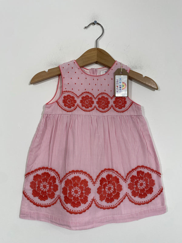 Pretty Embroidered candy Stripe Dress (3-6 Years)