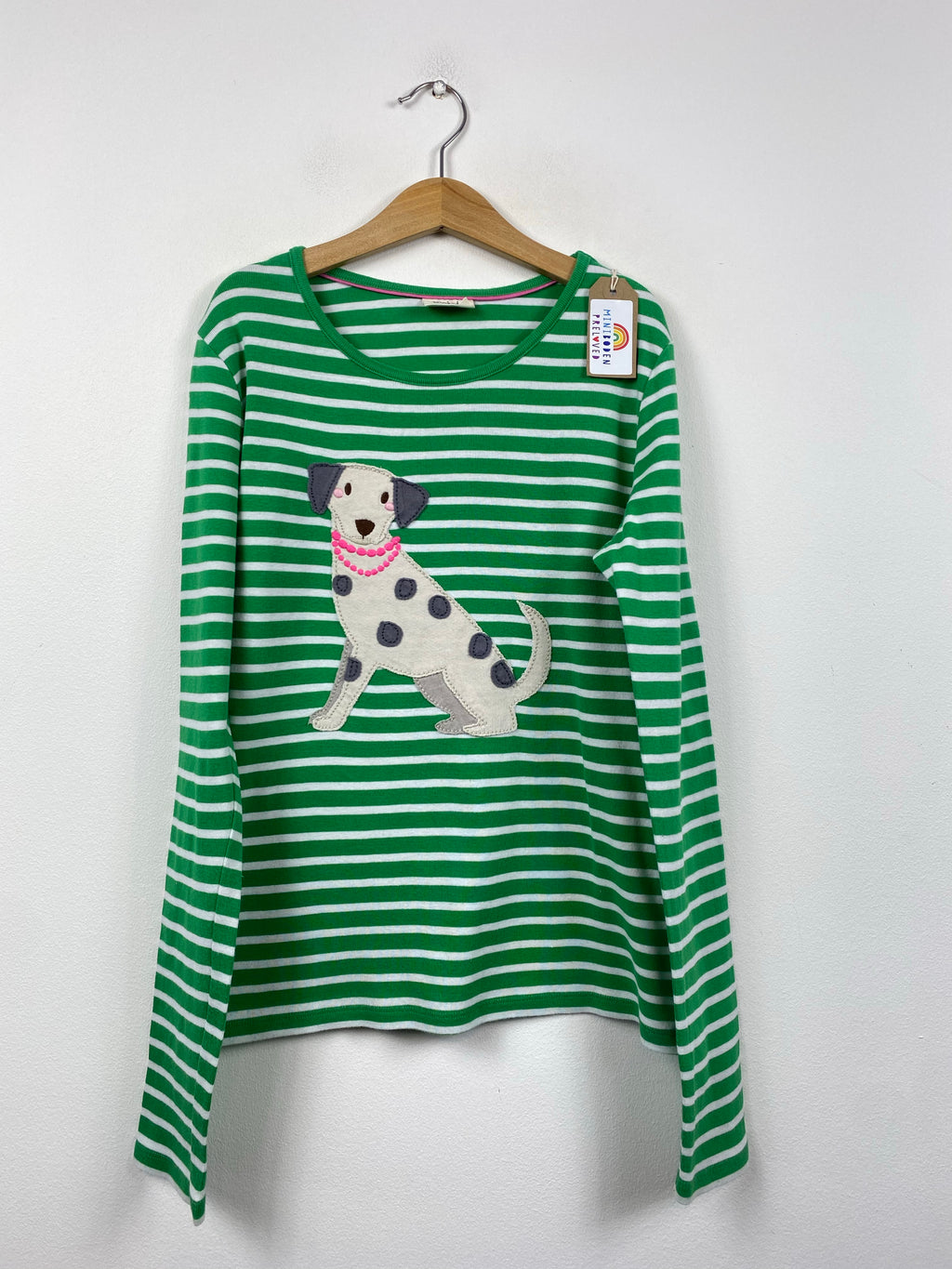 Green Stripy Appliqué Dalmatian Top (11-12 Years)