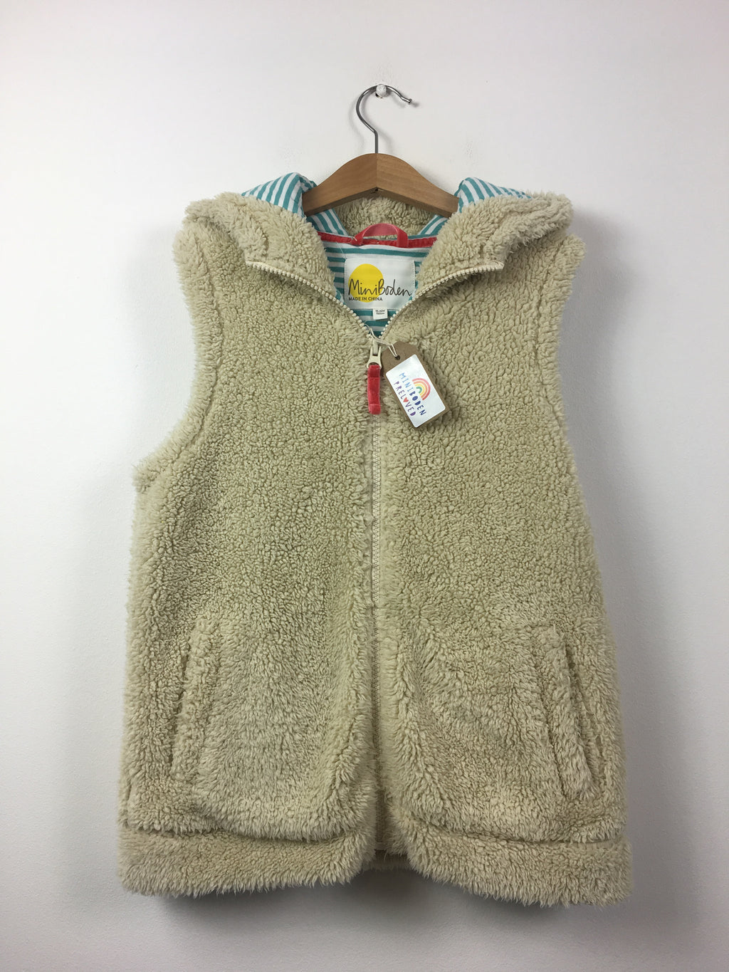 Cream Gilet With Stripy Lining (9-10 Years)