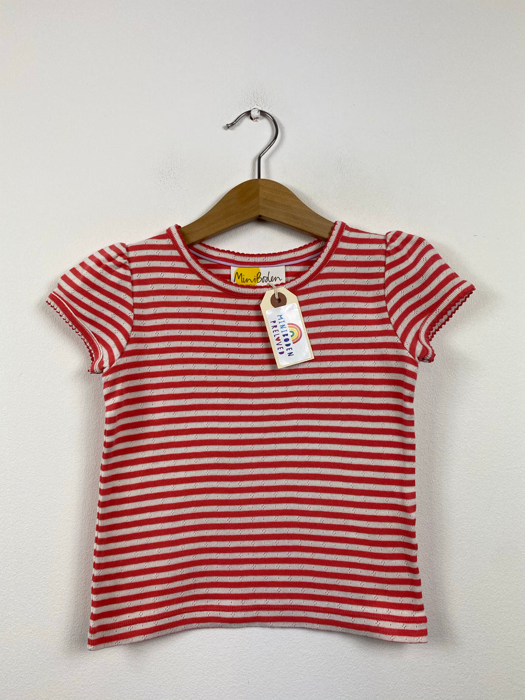 Red & White Stripy Pointelle Top (3-4 Years)
