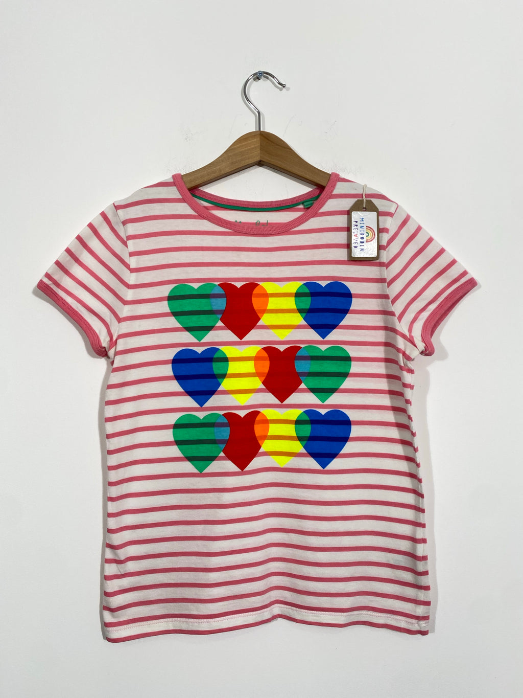 Pink & White Stripy Heart Top (9-10 Years)