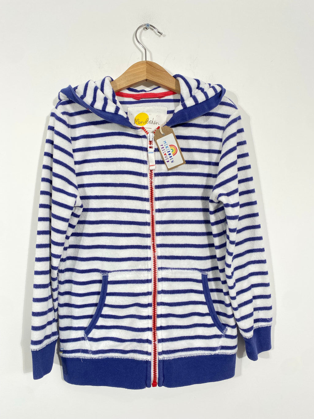 Navy & White Stripy Towelling Zip Up (6-7 Years)