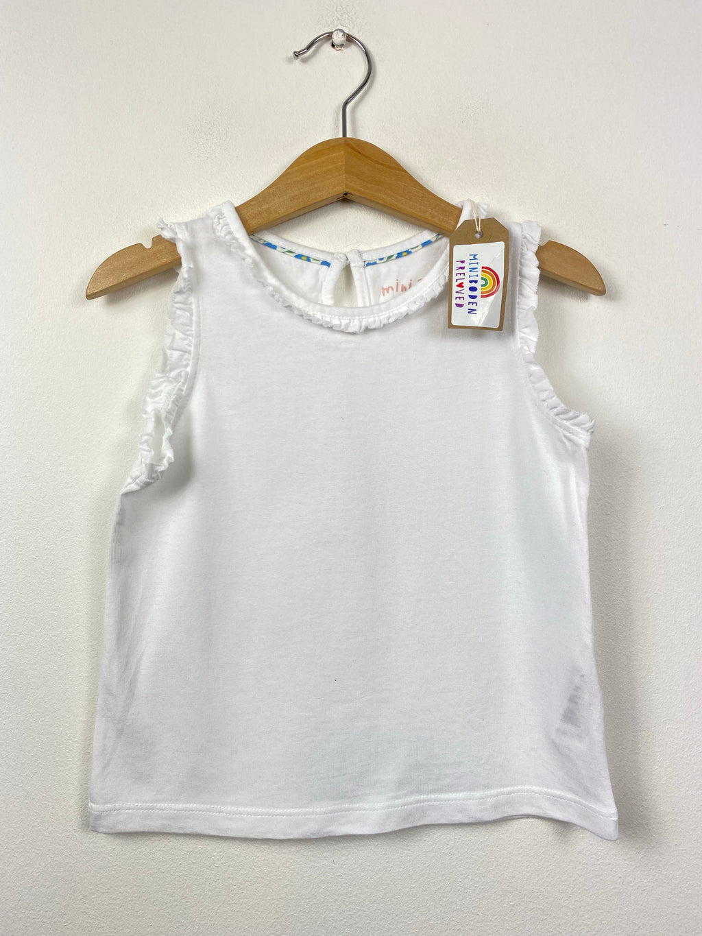 White Vest Top with Frill Trim (5-6 Years)
