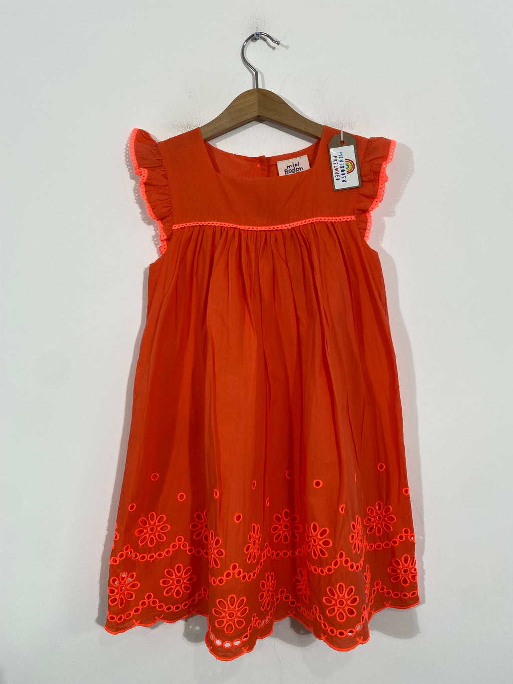 Vibrant Burnt Orange Broderie Anglaise Summer Dress (6-7 Years)