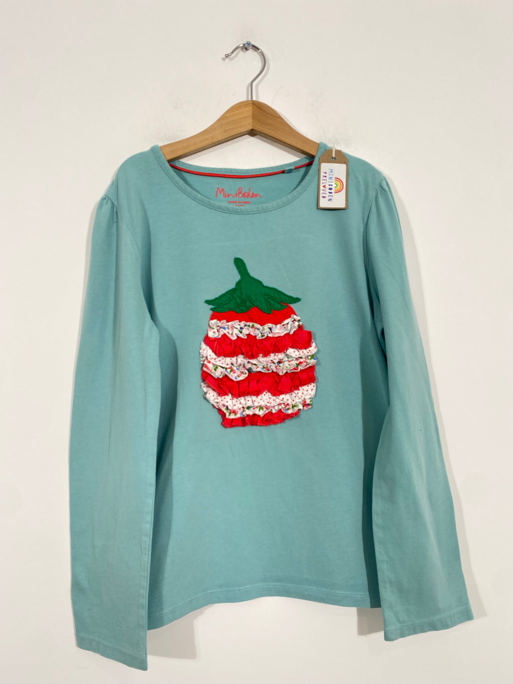 Lovely Teal Applique Ruffle Strawberry Top (11-12 Years)
