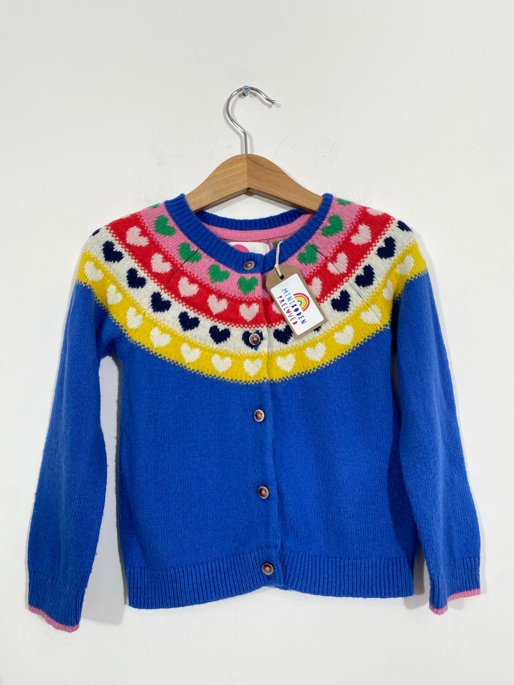 Heart Patterned Blue Cardigan (3-4 Years)