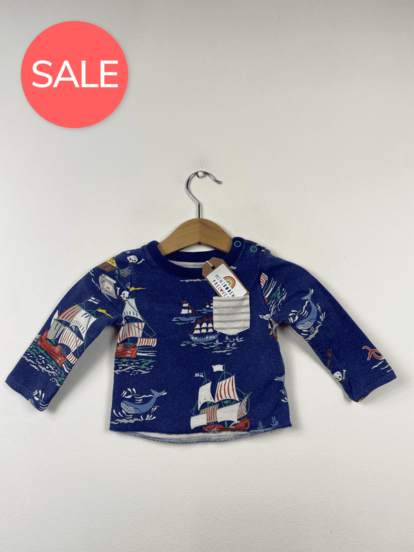 Pirate Ship Patterned Reversible Top (0-3 Months)