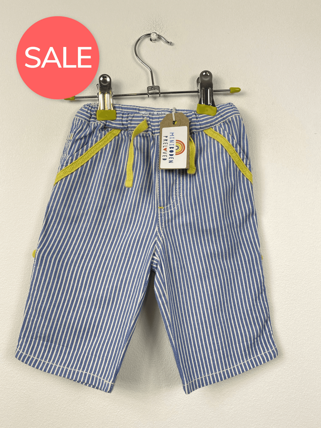 Blue Stripy Roll Up Trousers (0-3 Months)