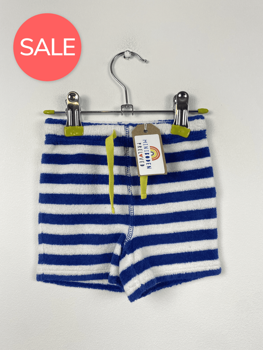 Blue & White Stripy Towelling Shorts (0-3 Months)